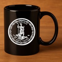 State Flag Of Virginia Seal Roanoke Richmond Norfolk 11oz C Handle Ceramic Mug