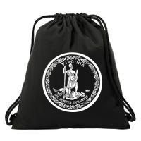 State Flag Of Virginia Seal Roanoke Richmond Norfolk Drawstring Bag