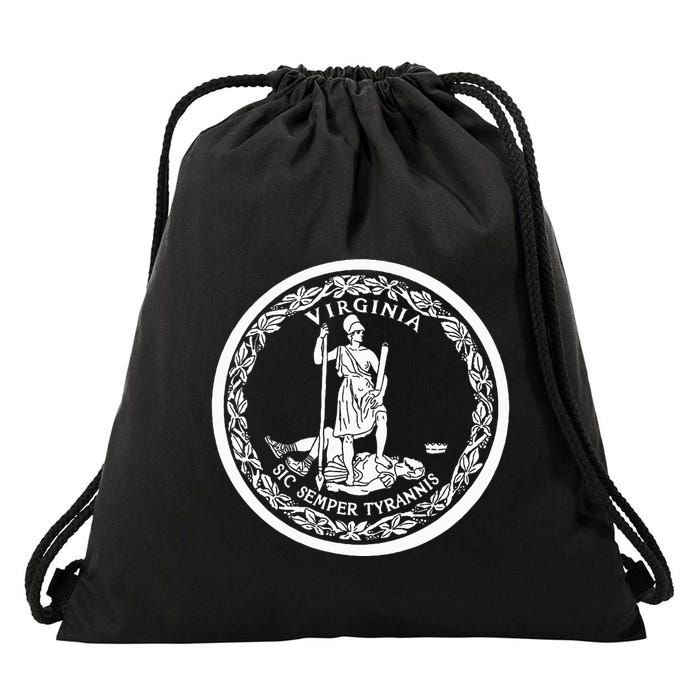 State Flag Of Virginia Seal Roanoke Richmond Norfolk Drawstring Bag