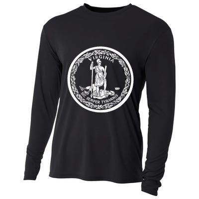 State Flag Of Virginia Seal Roanoke Richmond Norfolk Cooling Performance Long Sleeve Crew