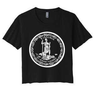 State Flag Of Virginia Seal Roanoke Richmond Norfolk Women's Crop Top Tee