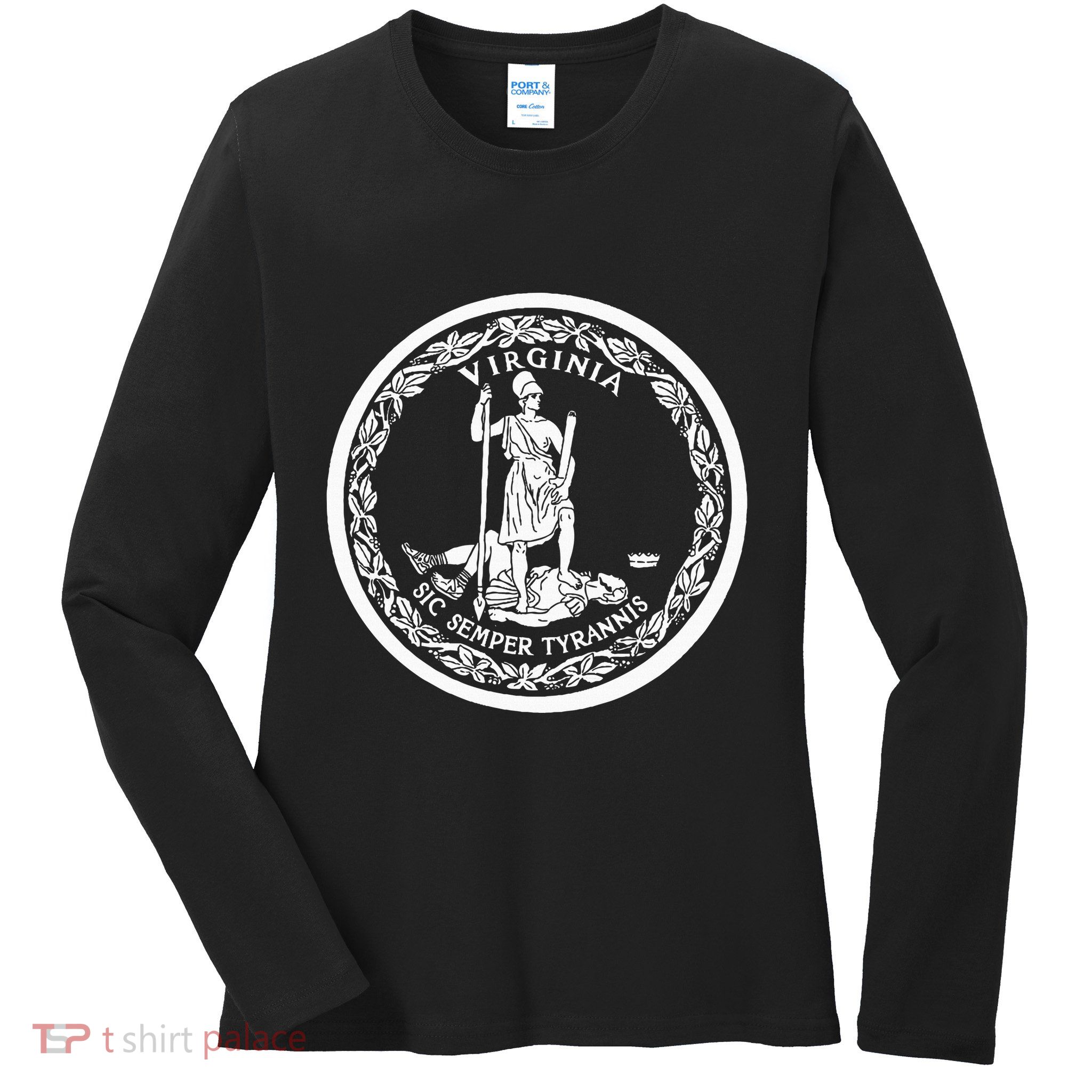 State Flag Of Virginia Seal Roanoke Richmond Norfolk Ladies Long Sleeve Shirt