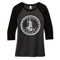 State Flag Of Virginia Seal Roanoke Richmond Norfolk Women's Tri-Blend 3/4-Sleeve Raglan Shirt