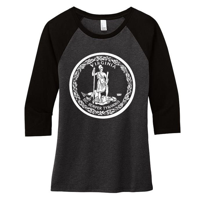 State Flag Of Virginia Seal Roanoke Richmond Norfolk Women's Tri-Blend 3/4-Sleeve Raglan Shirt