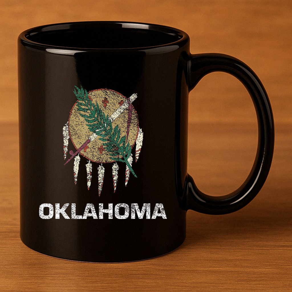 STATE FLAG OF OKLAHOMA TULSA NORMAN OKLAHOMA CITY 11oz C Handle Ceramic Mug
