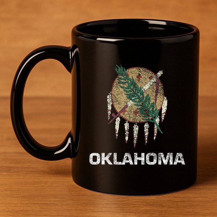 STATE FLAG OF OKLAHOMA TULSA NORMAN OKLAHOMA CITY 11oz C Handle Ceramic Mug