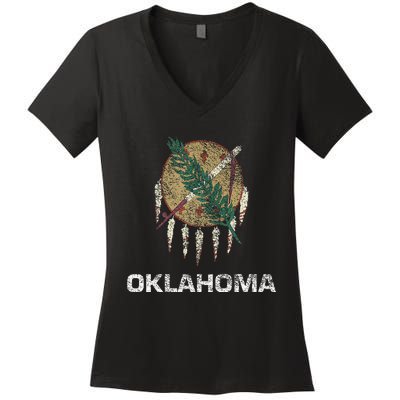 STATE FLAG OF OKLAHOMA TULSA NORMAN OKLAHOMA CITY Women's V-Neck T-Shirt