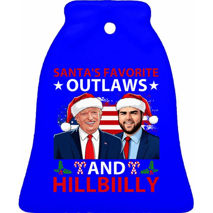 Santa’S Favorite Outlaws & Hillbiilly Trump Vance Ceramic Bell Ornament