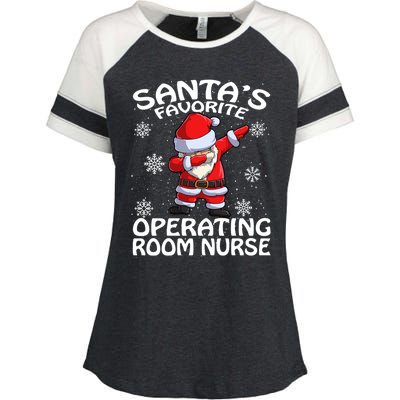 Santas Favorite Operating Room Nurse Christmas Gift Enza Ladies Jersey Colorblock Tee