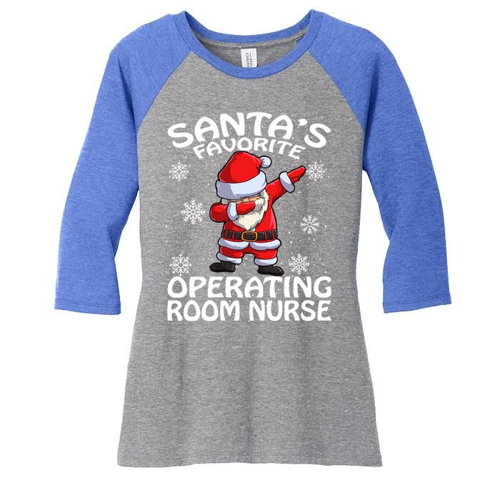 Santas Favorite Operating Room Nurse Christmas Gift Women's Tri-Blend 3/4-Sleeve Raglan Shirt