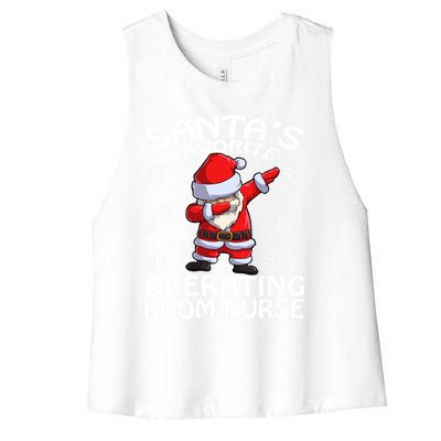 Santas Favorite Operating Room Nurse Christmas Gift Women's Racerback Cropped Tank