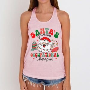 SantaS Favorite Occupational Therapist Christmas Therapy Women's Knotted Racerback Tank