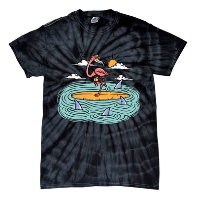 Surfing Flamingo On A Surfboard In The Sea Holiday Gift Surf Tie-Dye T-Shirt