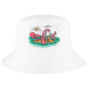 Surfing Funny Octopus Attacks Surfers Skeleton Holiday Gift Cool Comfort Performance Bucket Hat