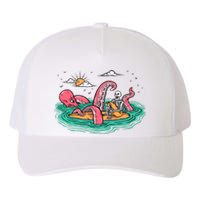 Surfing Funny Octopus Attacks Surfers Skeleton Holiday Gift Yupoong Adult 5-Panel Trucker Hat