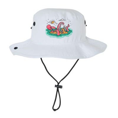 Surfing Funny Octopus Attacks Surfers Skeleton Holiday Gift Bucket Hat