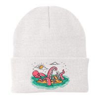 Surfing Funny Octopus Attacks Surfers Skeleton Holiday Gift Knit Cap Winter Beanie