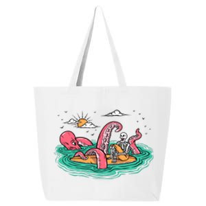 Surfing Funny Octopus Attacks Surfers Skeleton Holiday Gift 25L Jumbo Tote