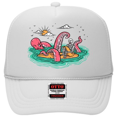 Surfing Funny Octopus Attacks Surfers Skeleton Holiday Gift Trucker Hat