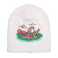 Surfing Funny Octopus Attacks Surfers Skeleton Holiday Gift Short Acrylic Beanie