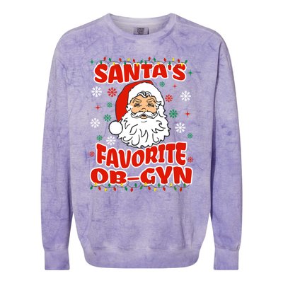 SantaS Favorite Obgyn Christmas Pregnancy Doctor Pajama Swea Colorblast Crewneck Sweatshirt