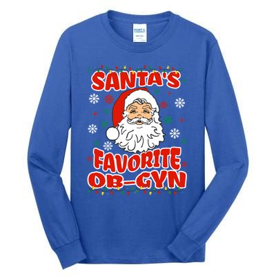 SantaS Favorite Obgyn Christmas Pregnancy Doctor Pajama Swea Tall Long Sleeve T-Shirt