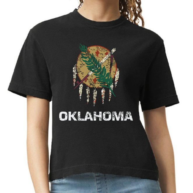 State Flag Of Oklahoma Tulsa Norman Oklahoma City Comfort Colors Boxy T-Shirt