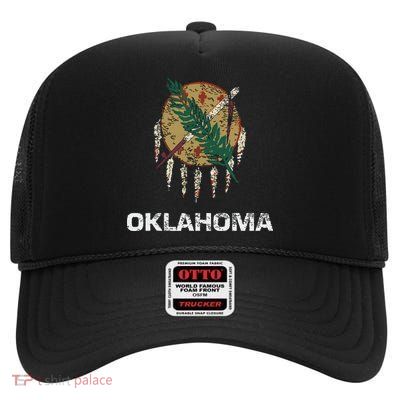 State Flag Of Oklahoma Tulsa Norman Oklahoma City High Crown Mesh Back Trucker Hat