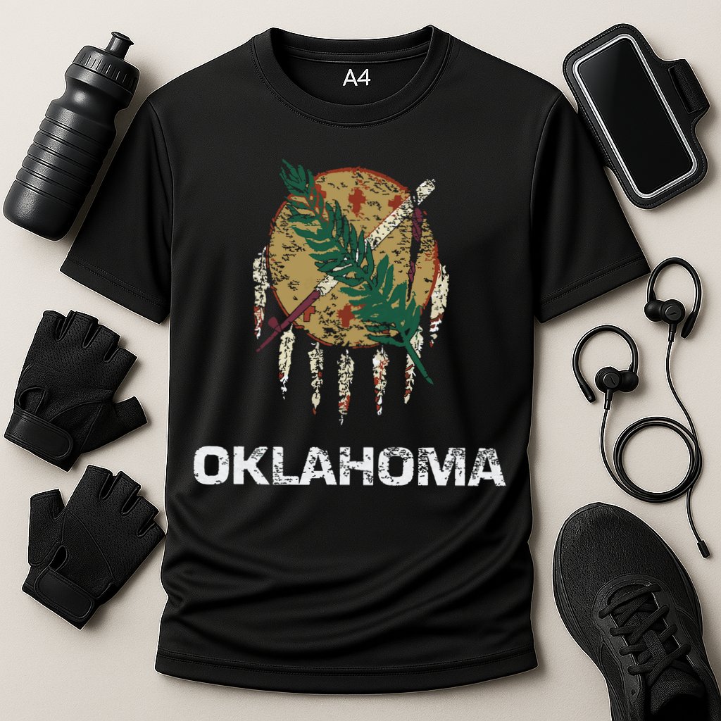 State Flag Of Oklahoma Tulsa Norman Oklahoma City Cooling Performance Crew T-Shirt
