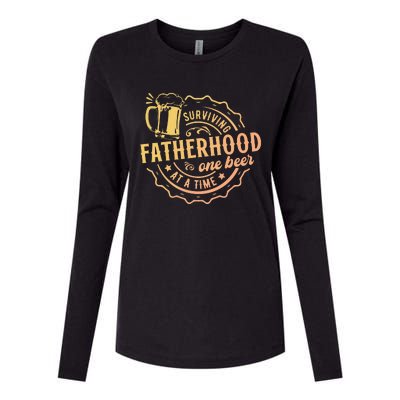 Surviving Fatherhood One Beer At A Time Womens Cotton Relaxed Long Sleeve T-Shirt