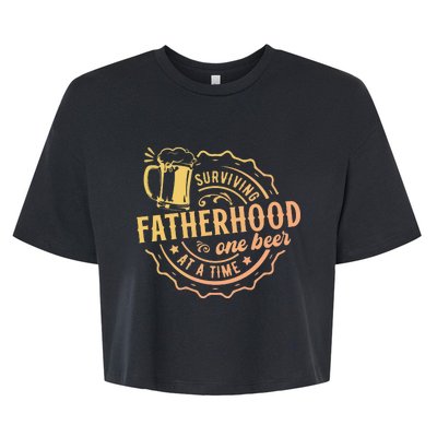 Surviving Fatherhood One Beer At A Time Bella+Canvas Jersey Crop Tee