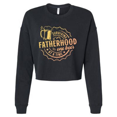 Surviving Fatherhood One Beer At A Time Cropped Pullover Crew