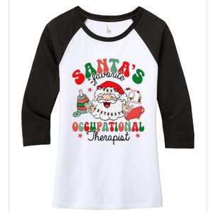 SantaS Favorite Occupational Therapist Christmas Therapy Women's Tri-Blend 3/4-Sleeve Raglan Shirt