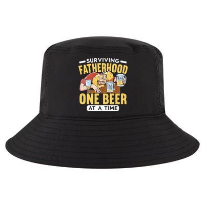 Surviving Fatherhood One Beer At A Time Alcoholic Daddy Gift Cool Comfort Performance Bucket Hat