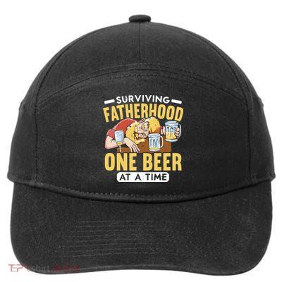 Surviving Fatherhood One Beer At A Time Alcoholic Daddy Gift 7-Panel Snapback Hat