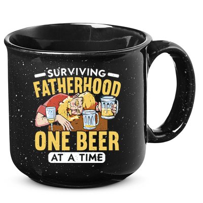 Surviving Fatherhood One Beer At A Time Alcoholic Daddy Gift 15oz Campfire Ceramic Mug