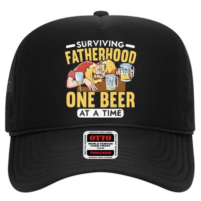 Surviving Fatherhood One Beer At A Time Alcoholic Daddy Gift Trucker Hat