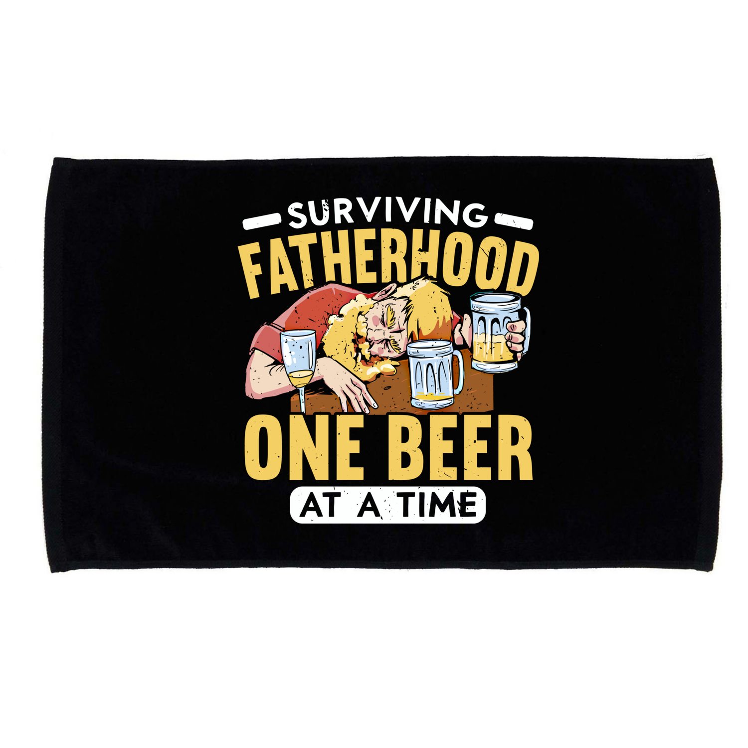 Surviving Fatherhood One Beer At A Time Alcoholic Daddy Gift Microfiber Hand Towel