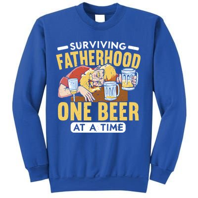 Surviving Fatherhood One Beer At A Time Alcoholic Daddy Gift Sweatshirt