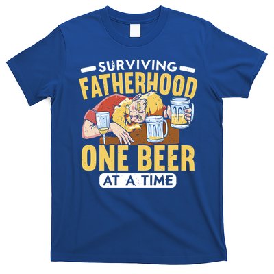 Surviving Fatherhood One Beer At A Time Alcoholic Daddy Gift T-Shirt