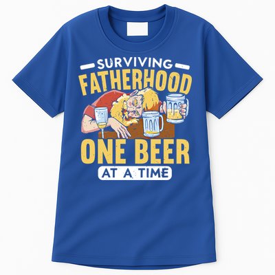 Surviving Fatherhood One Beer At A Time Alcoholic Daddy Gift Tall T-Shirt