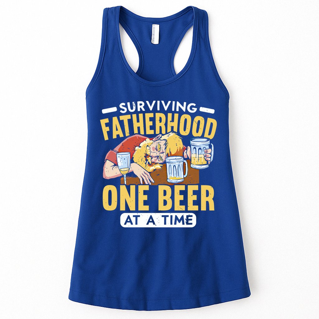 Surviving Fatherhood One Beer At A Time Alcoholic Daddy Gift Womens Tank Top
