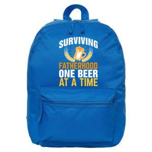 Surviving Fatherhood One Beer At A Time Funny FatherS Day Gift 16 in Basic Backpack