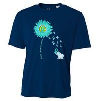 Support For Ovarian Cancer Awareness Teal Ribbon Product Cooling Performance Crew T-Shirt