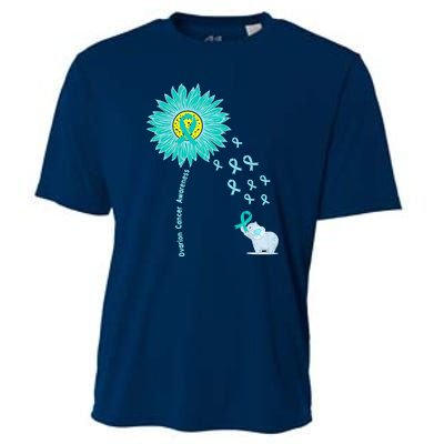 Support For Ovarian Cancer Awareness Teal Ribbon Product Cooling Performance Crew T-Shirt