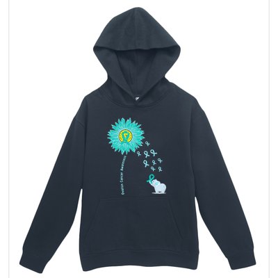 Support For Ovarian Cancer Awareness Teal Ribbon Product Urban Pullover Hoodie