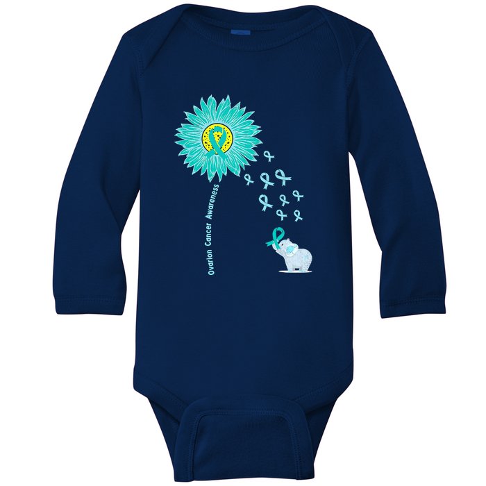 Support For Ovarian Cancer Awareness Teal Ribbon Product Baby Long Sleeve Bodysuit