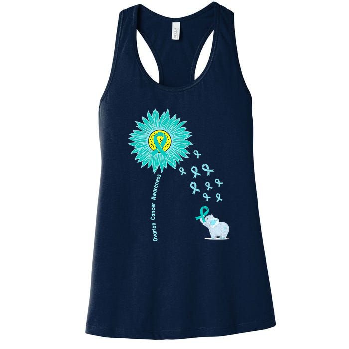 Support For Ovarian Cancer Awareness Teal Ribbon Product Women's Racerback Tank