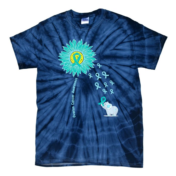 Support For Ovarian Cancer Awareness Teal Ribbon Product Tie-Dye T-Shirt