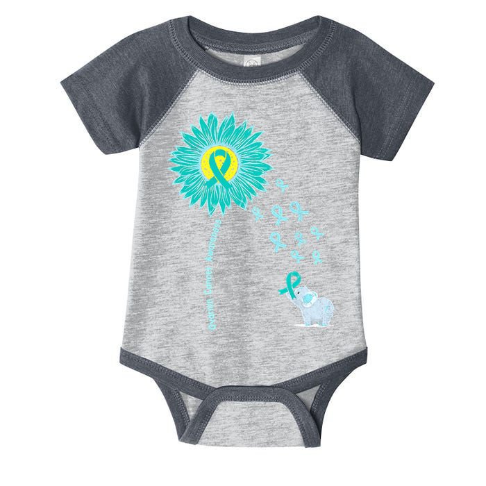 Support For Ovarian Cancer Awareness Teal Ribbon Product Infant Baby Jersey Bodysuit